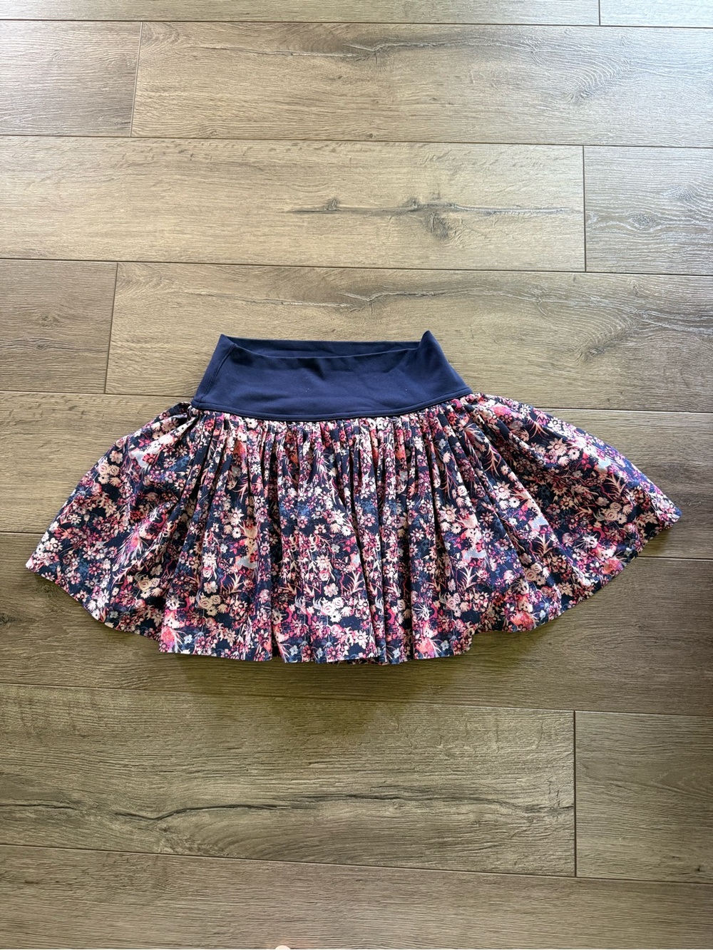 Offline by aerie Navy Floral Skater Skirt with Pink & White Blooms